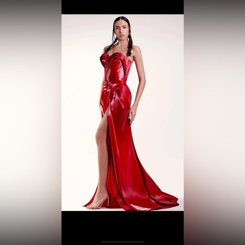 Fashionable Evening dress by MNM Couture with AMAZING fabric chic and trendy!